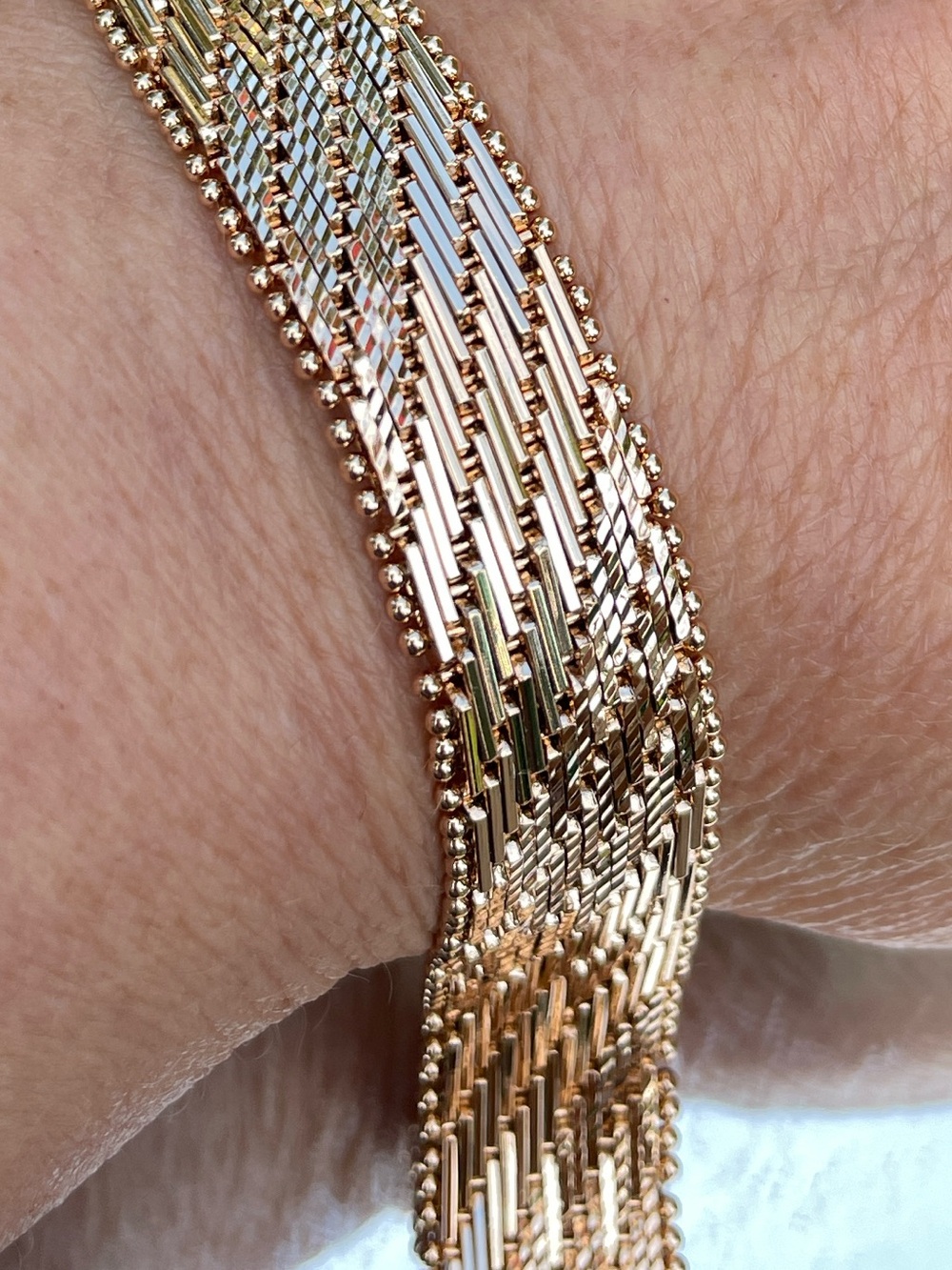 7.5 ” Xuping Pink Gold Plated  18k Chain Bracelet  Woman’s Mens 12 Mm Unisex